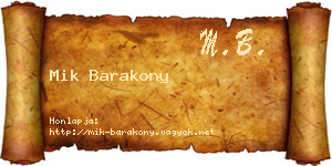 Mik Barakony névjegykártya